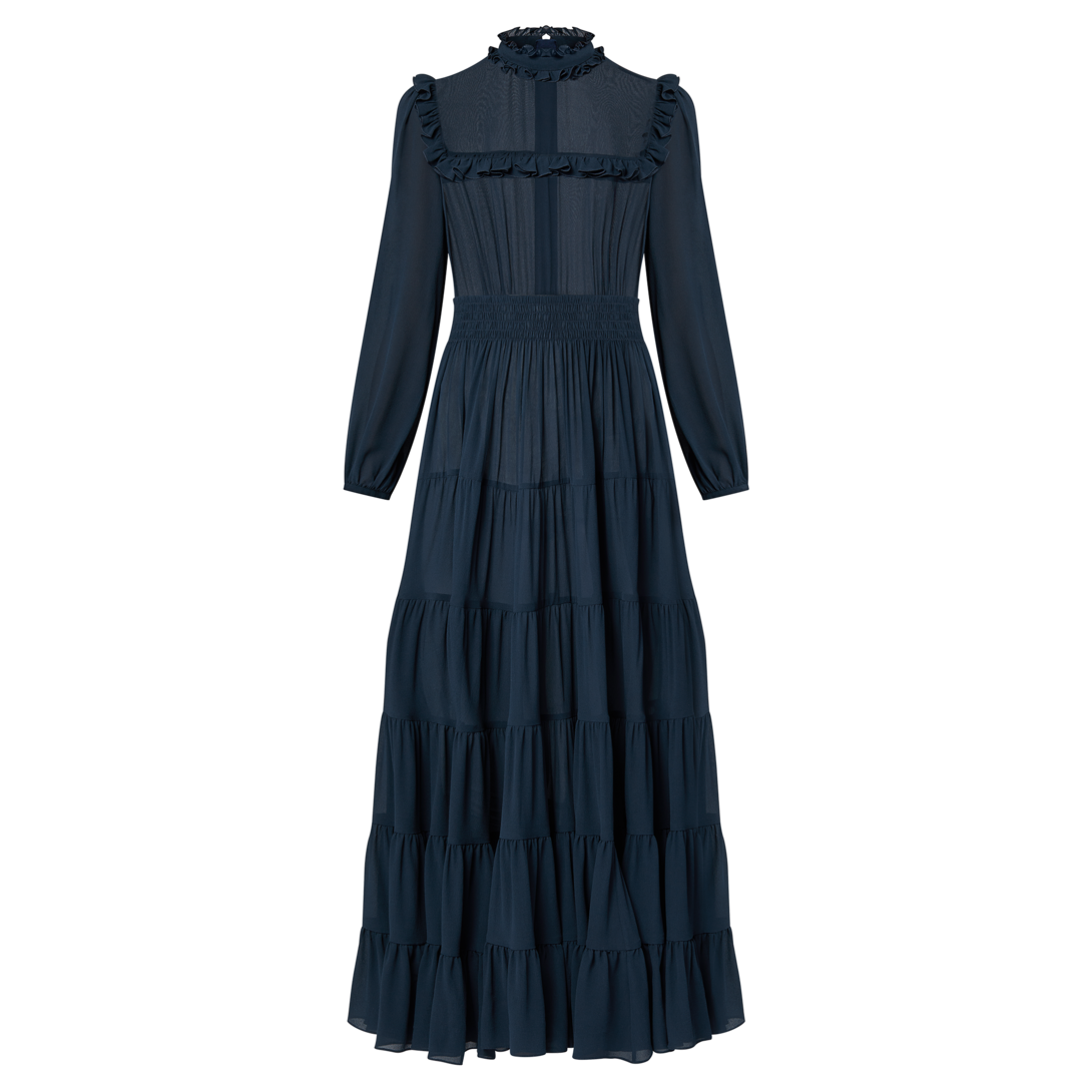 Ruffle Trim Maxi Dress - Dresses - 1AFHCV | LOUIS VUITTON